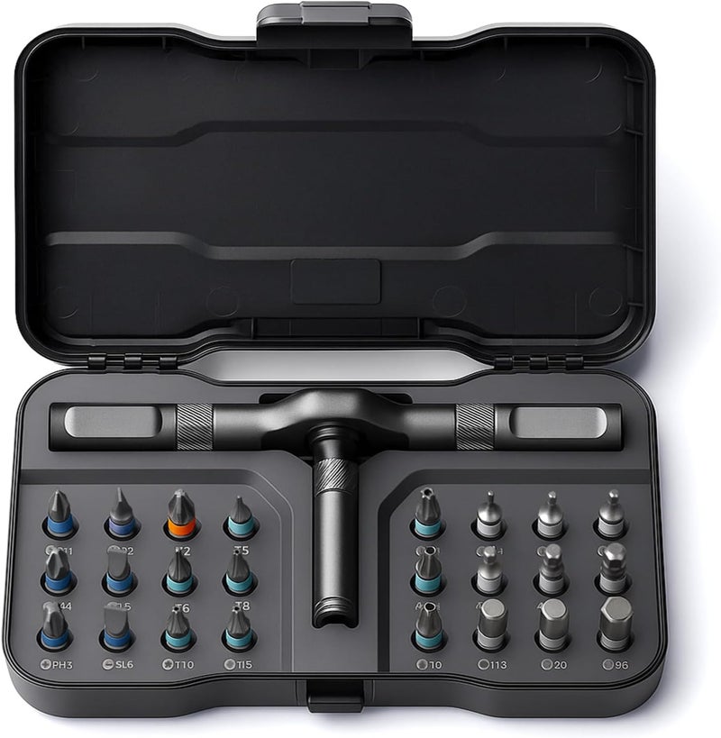 VMAN Ratchet Screwdriver Set, 24 in 1 magnetic Screwdriver sets, S2 Steel Bits, DIY Combination Flexible Shaft, Suitable for Furniture Assembly, Precision Electrical Appliance Repair, Bicycle Tools - Image 1